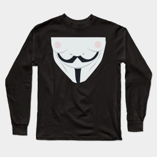 Guy Fawkes Face Mask. V for Vendetta. Anonymous Long Sleeve T-Shirt